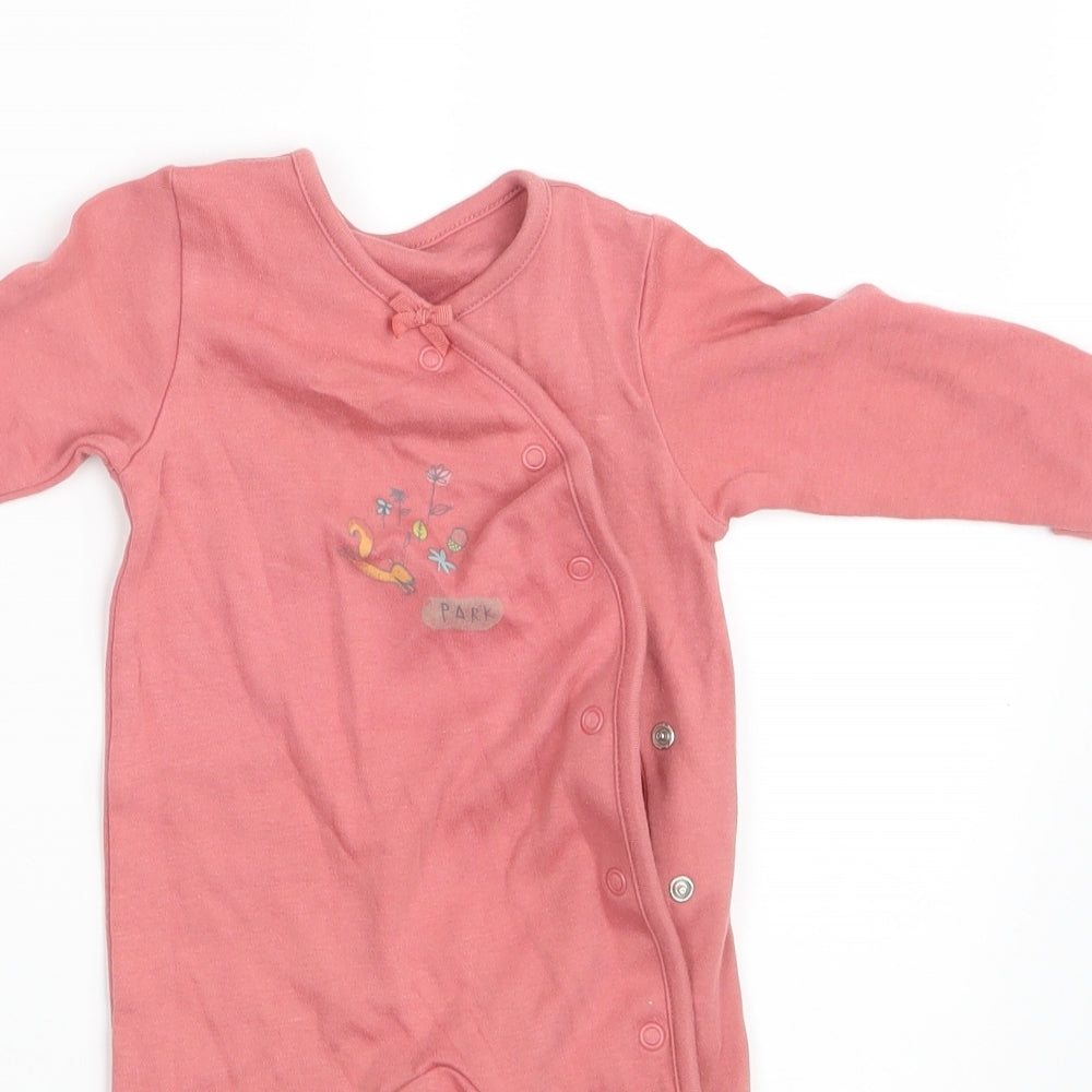 M&S Girls Pink Floral  Romper One-Piece Size 3-6 Months  - Inside Leg 10 Inches