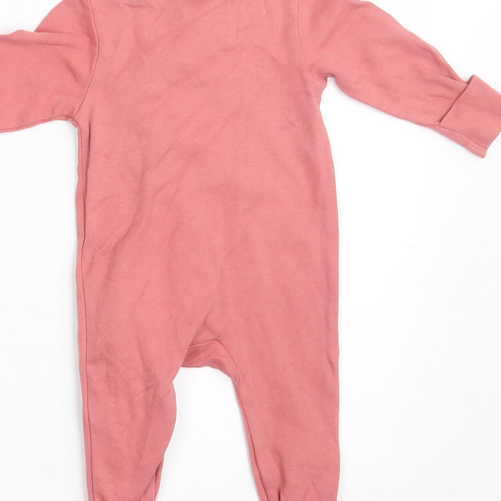 M&S Girls Pink Floral  Romper One-Piece Size 3-6 Months  - Inside Leg 10 Inches