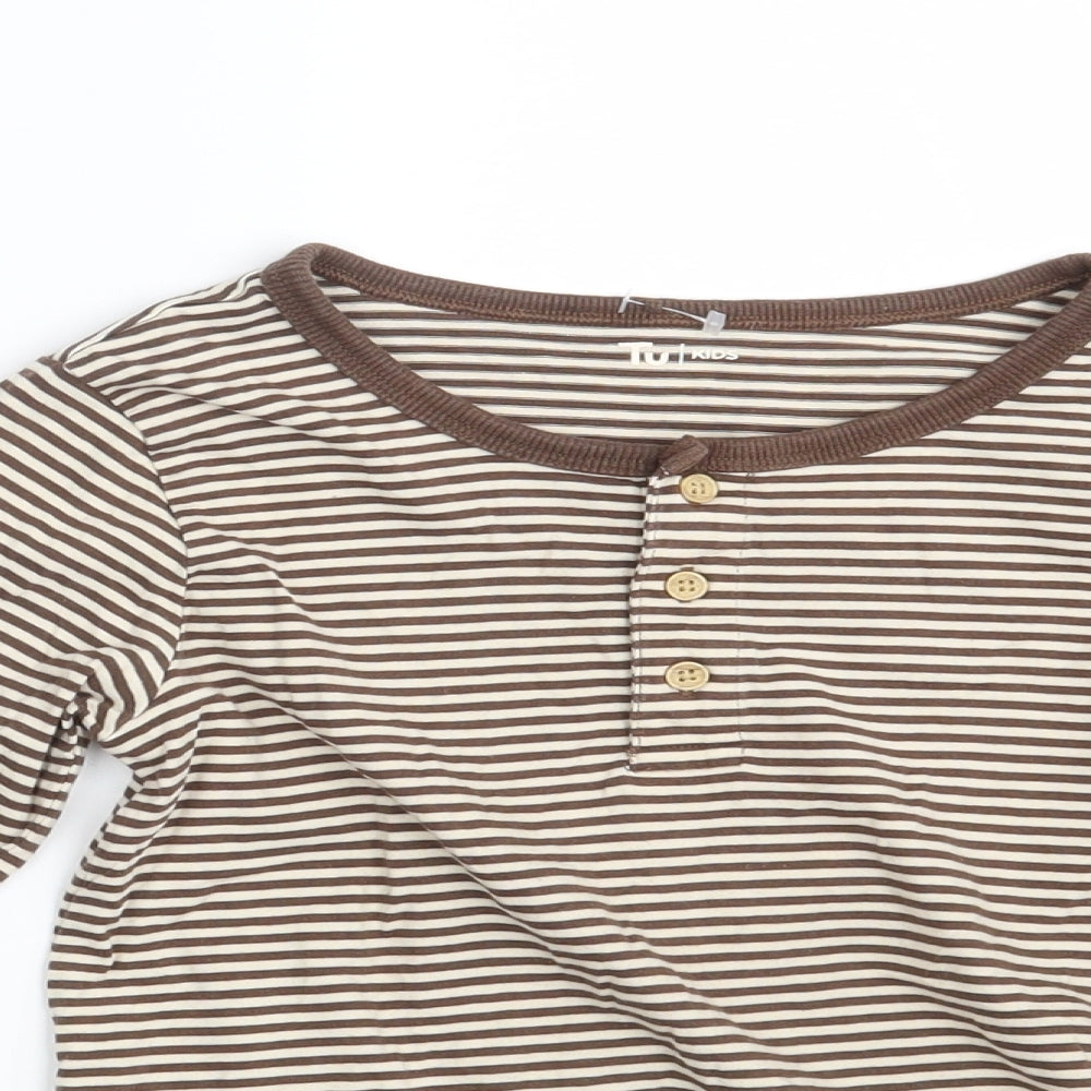 TU Girls Brown Striped  Top Pyjama Top Size 6-7 Years