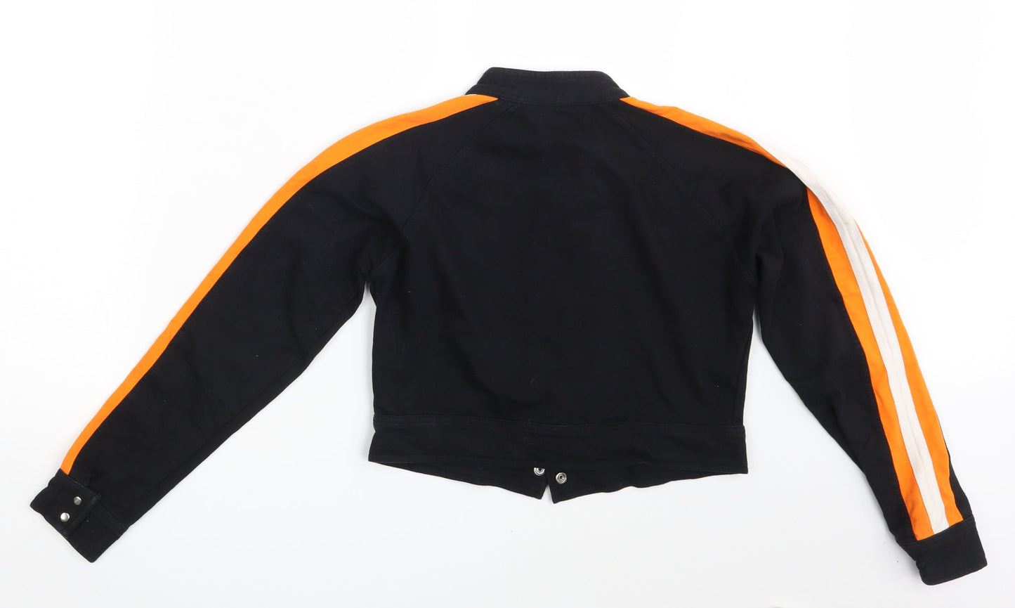 Preworn Womens Black Striped  Full Zip Jumper Size 14