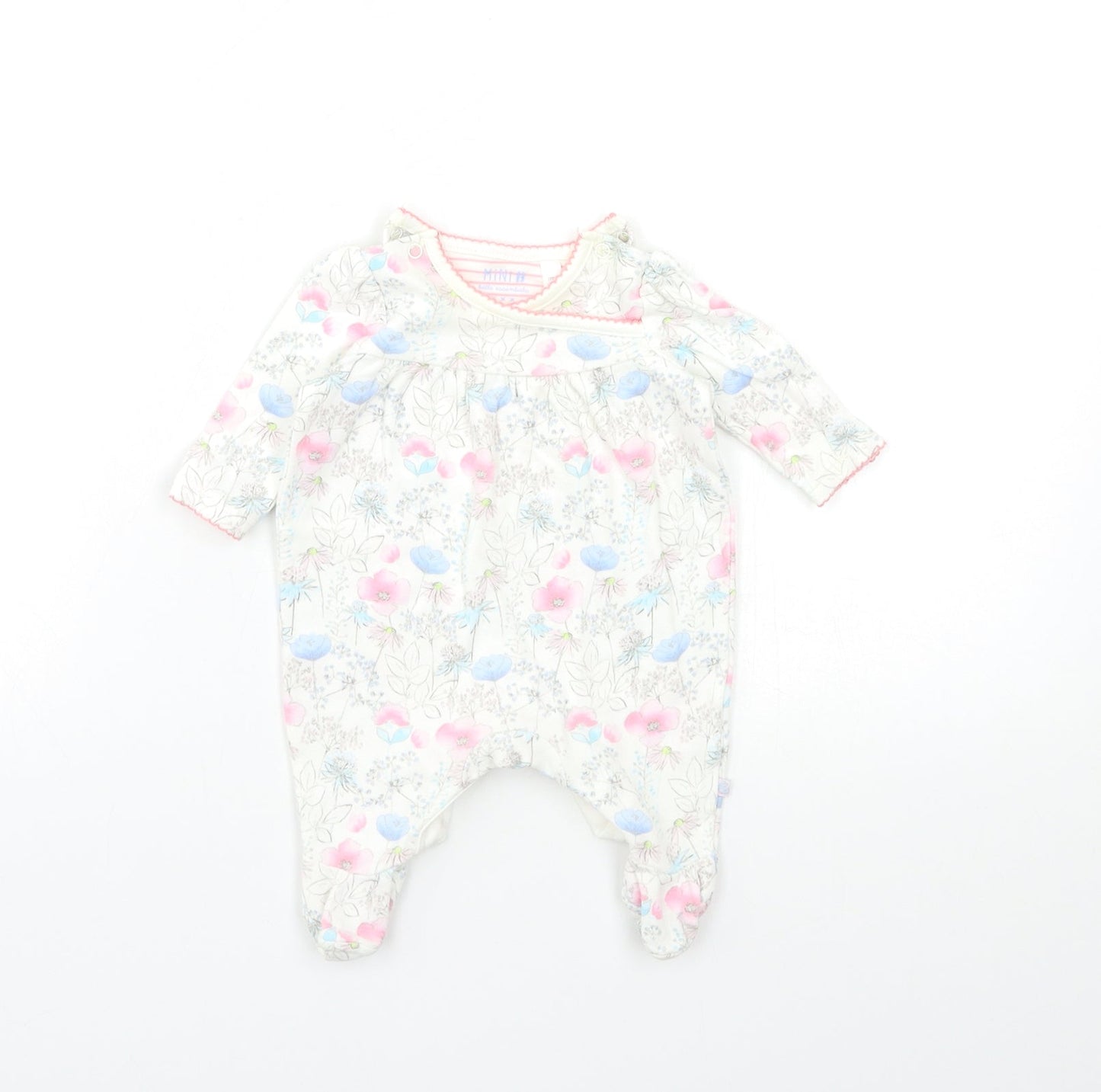 Mini B Baby White Floral  Babygrow One-Piece Size Newborn