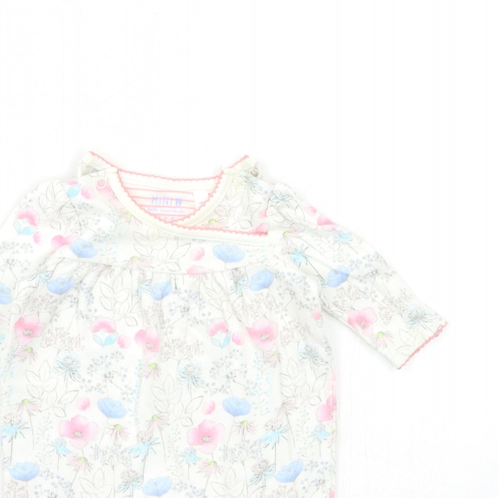 Mini B Baby White Floral  Babygrow One-Piece Size Newborn