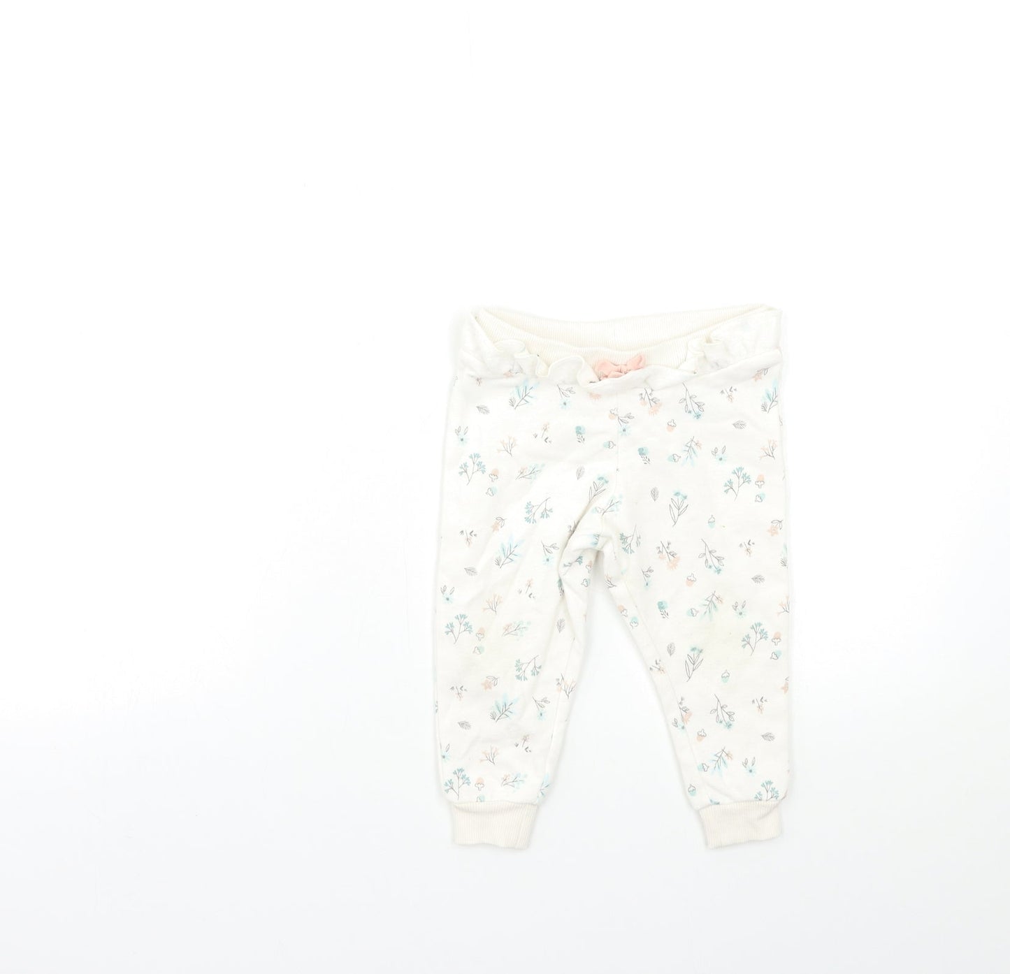 Primark Baby White Floral  Jogger Trousers Size 9-12 Months