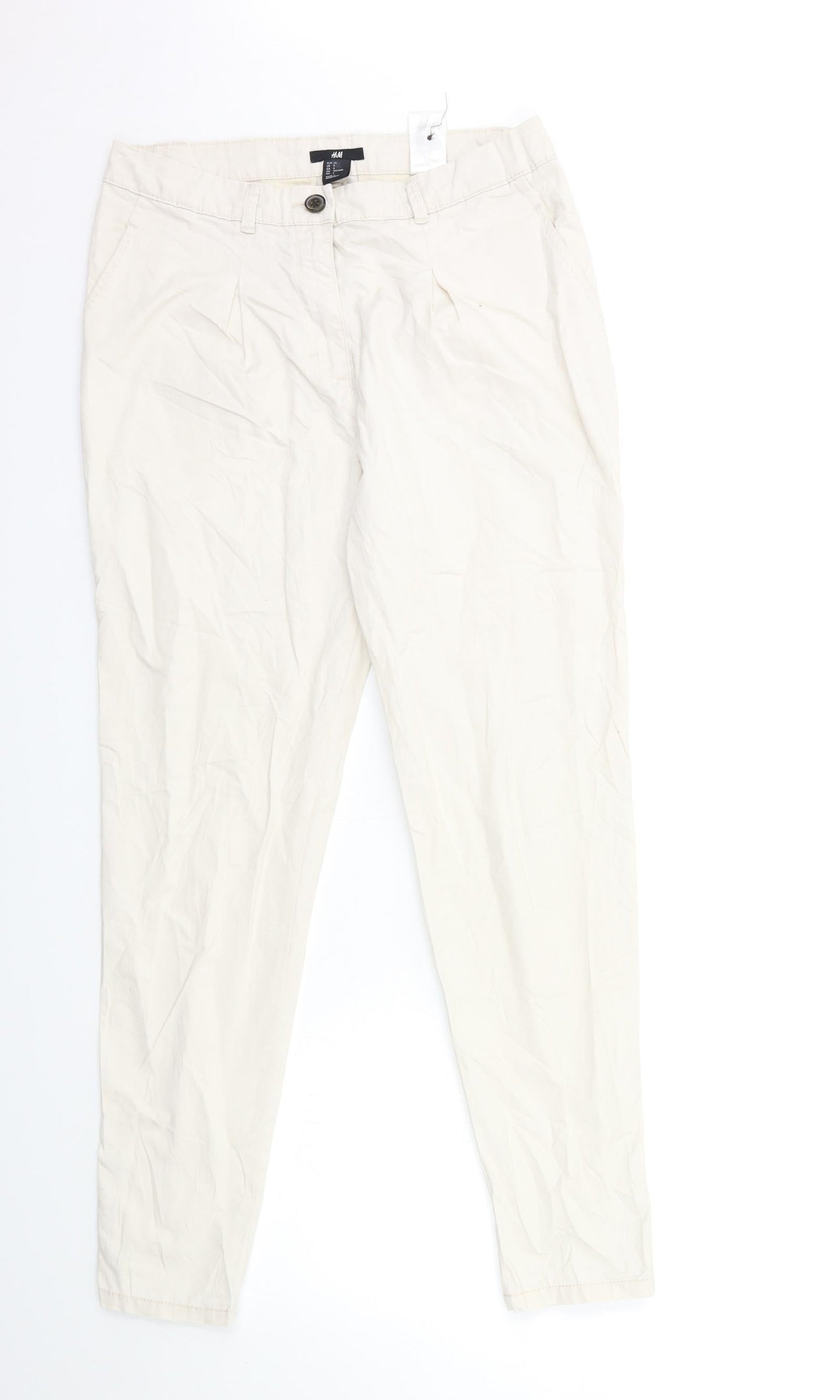 H&M Womens White   Trousers  Size 8 L30 in