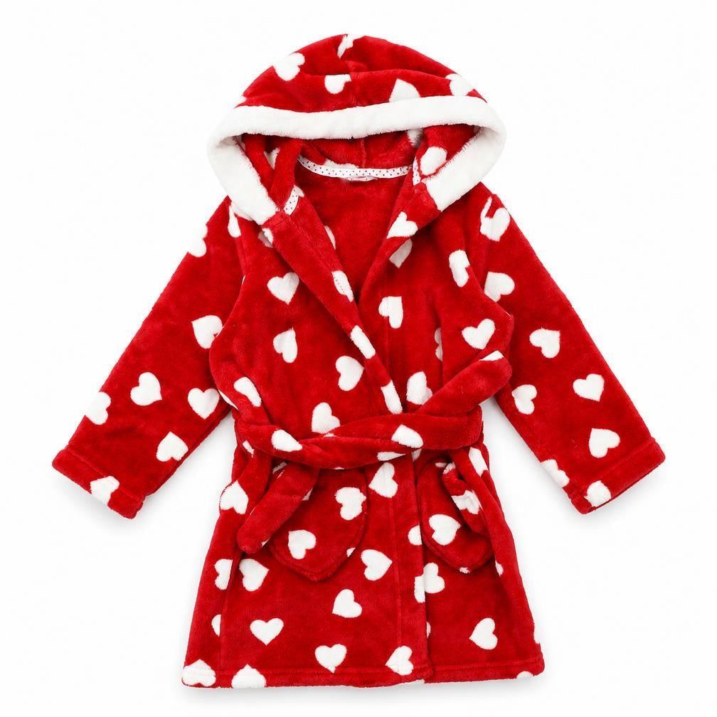 Marks and Spencer Girls Red Geometric Fleece Kimono Gown Size 2-3 Years