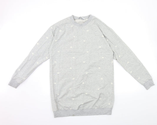 Michelle Keegan Womens Grey Geometric  Pullover Sweatshirt Size S