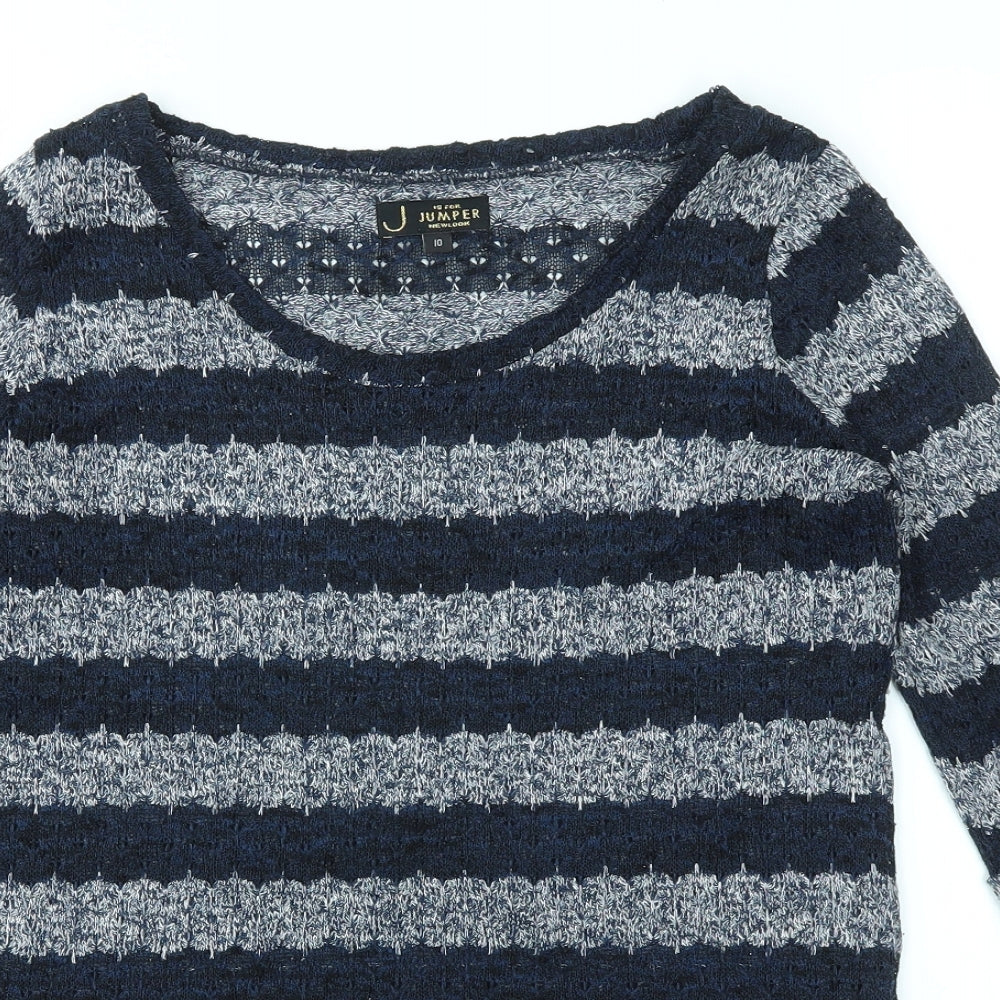 JUMPER  Womens Blue Striped  Basic T-Shirt Size 10