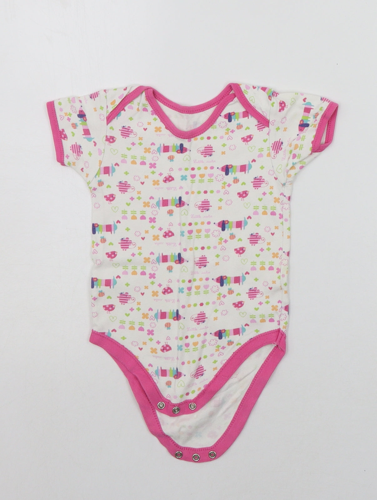 George Baby White Geometric  Babygrow One-Piece Size 12-18 Months  - ANIMALS