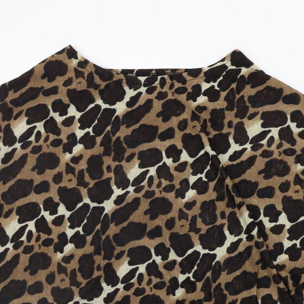 Misumi Womens Beige Animal Print  Pullover Jumper Size M