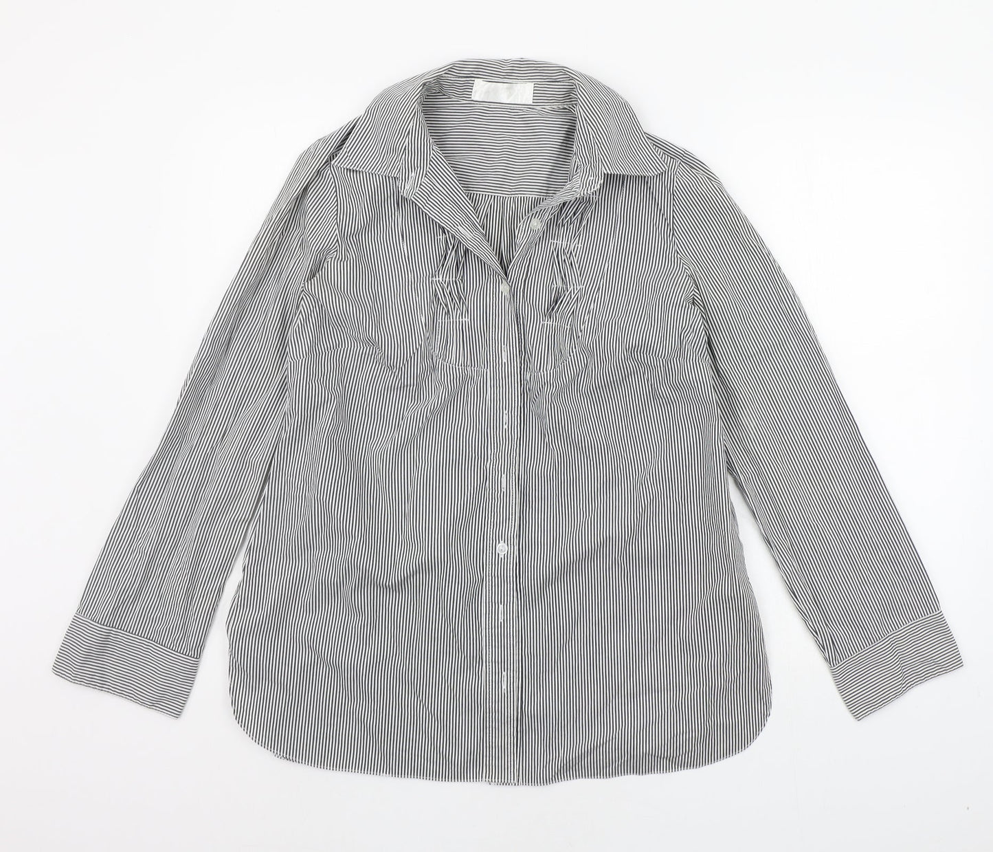 Internacionale Mens White Striped   Button-Up Size 13