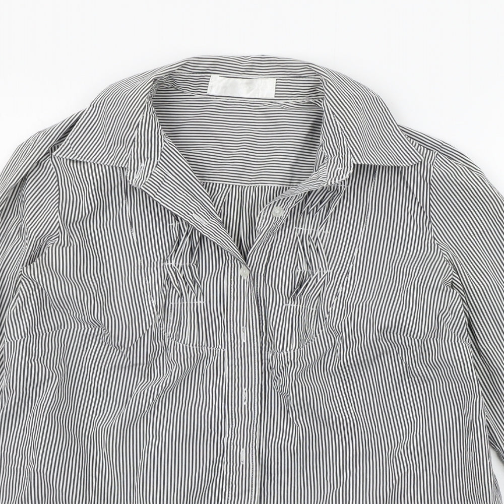 Internacionale Mens White Striped   Button-Up Size 13