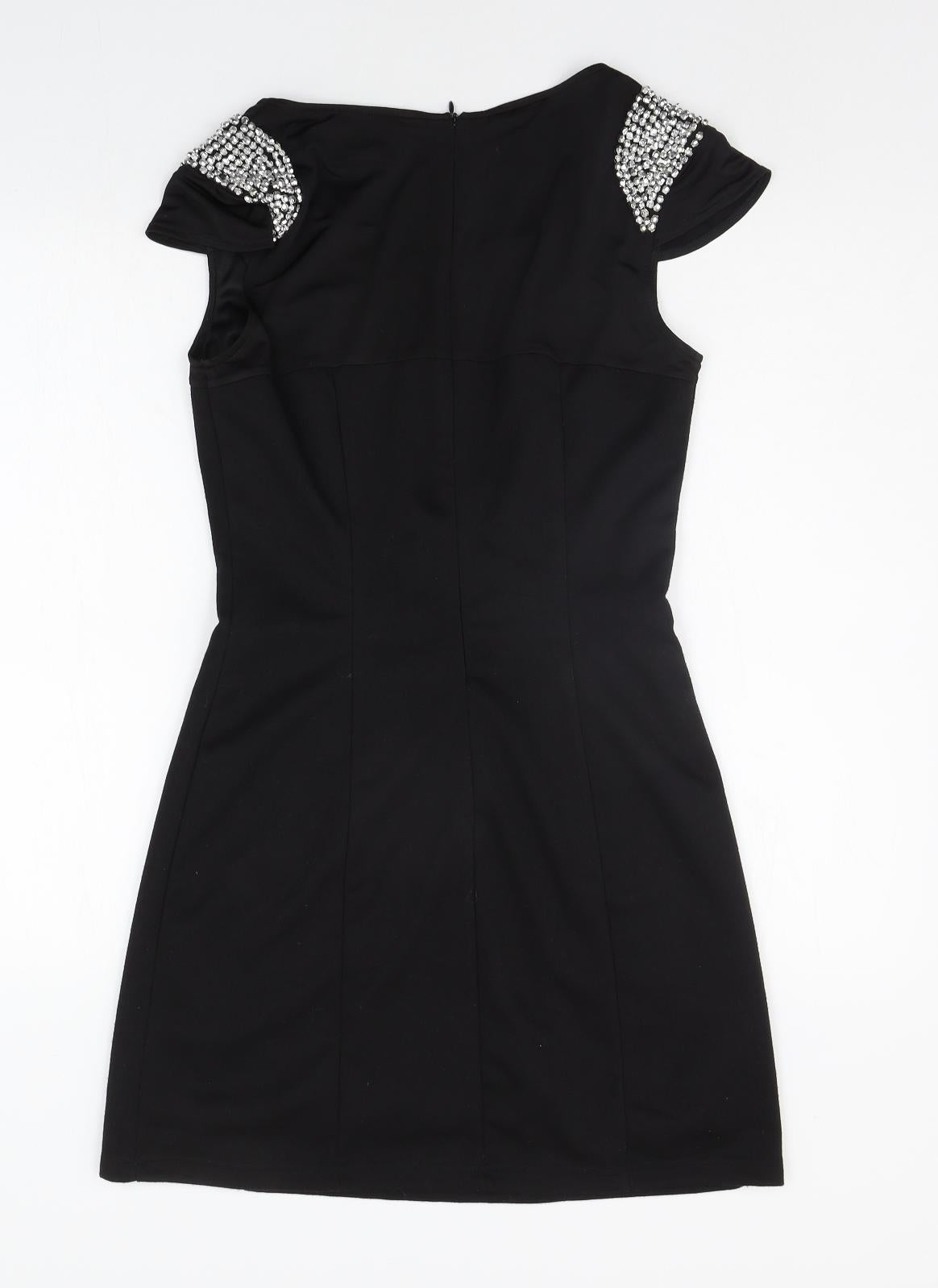 MELA LOVE LONDON Womens Black   A-Line  Size 12  - jewl detail