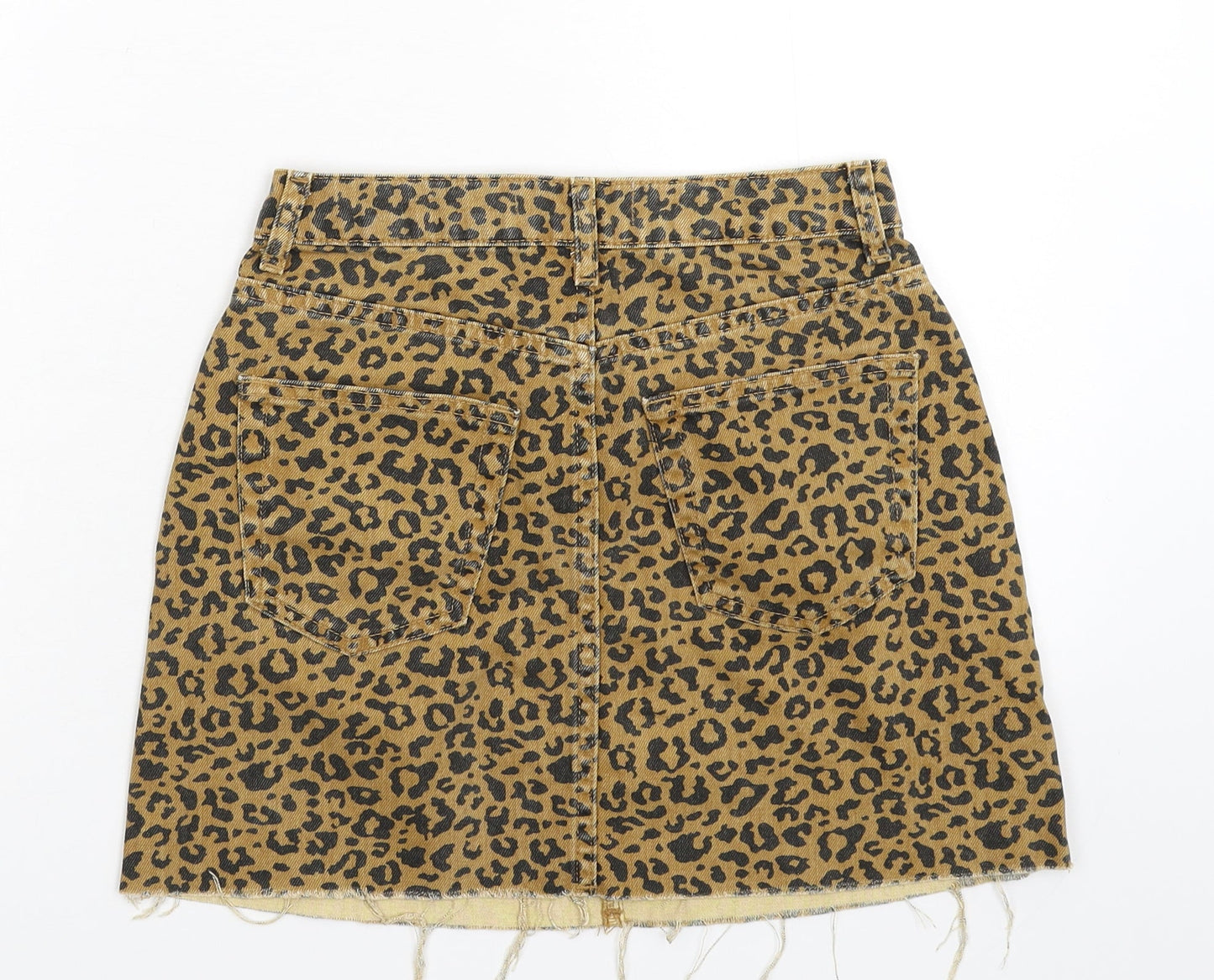 Denim & Co. Womens Beige Animal Print Denim A-Line Skirt Size 6