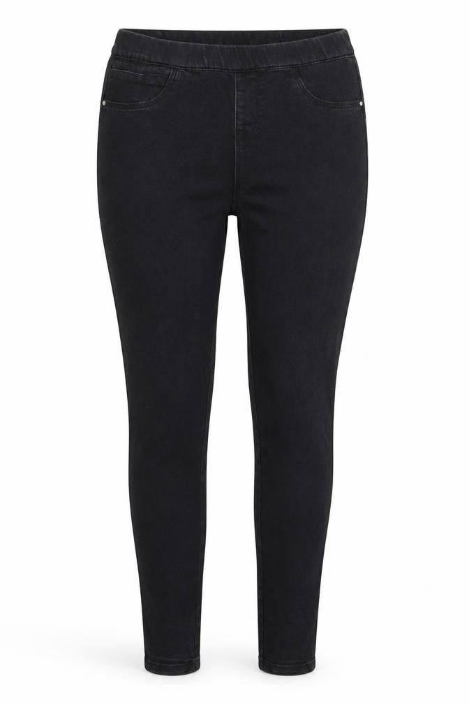 Front view of Denim & Co. women’s black denim jegging jeans, size UK 10, 28-inch leg