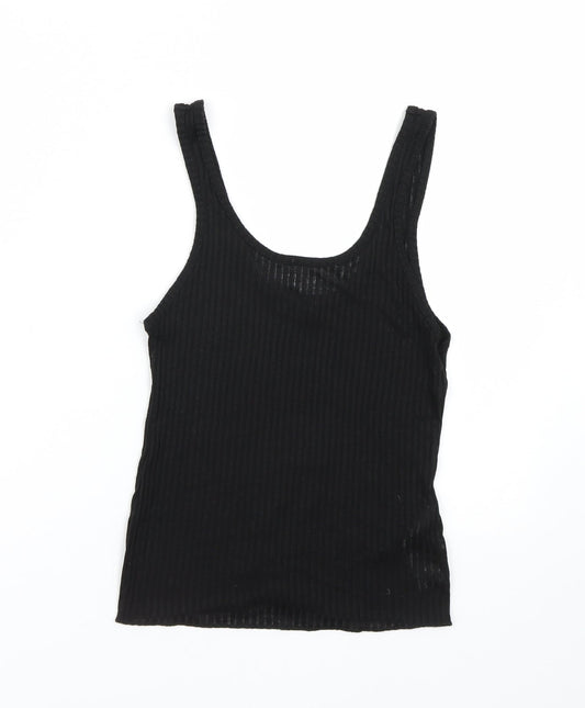 Topshop Womens Black Striped  Basic Tank Size 10