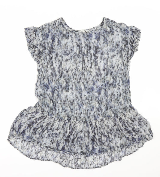 Gray & Willow Womens Blue Floral  Basic Blouse Size 8