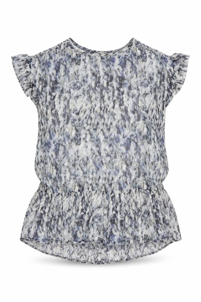 Gray & Willow Womens Blue Floral  Basic Blouse Size 8