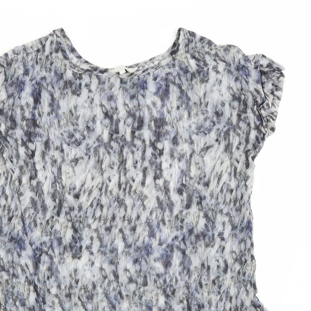 Gray & Willow Womens Blue Floral  Basic Blouse Size 8