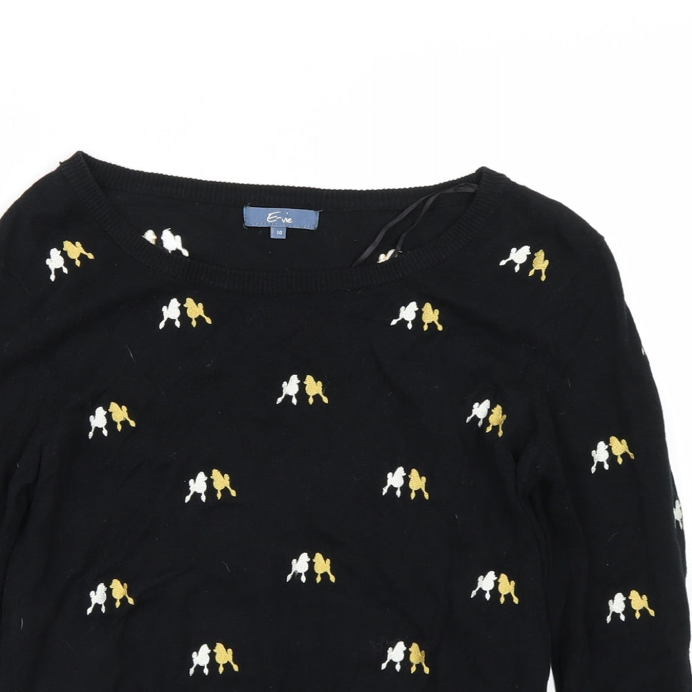 Evie Womens Black Polka Dot  Pullover Jumper Size 14