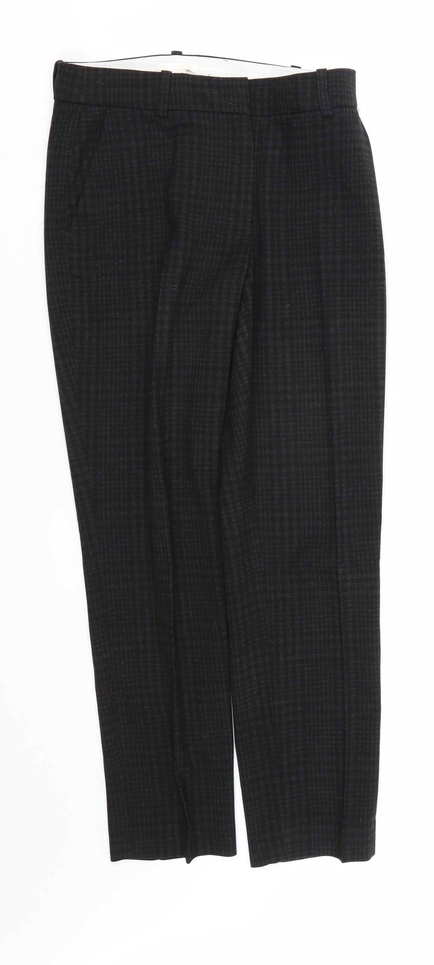 H&M Womens Black Check  Trousers  Size 4 L25 in