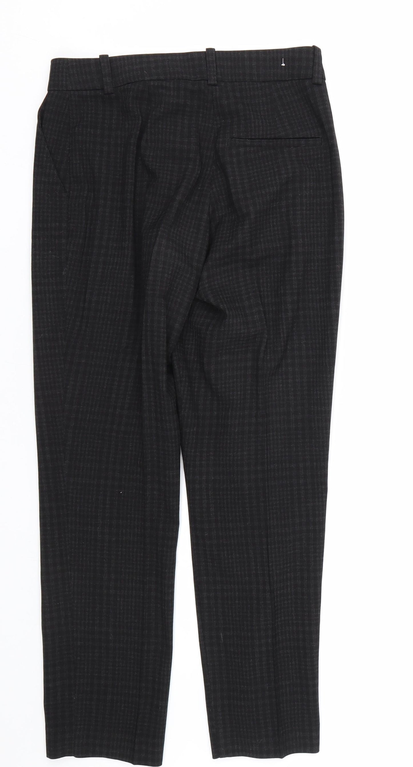 H&M Womens Black Check  Trousers  Size 4 L25 in