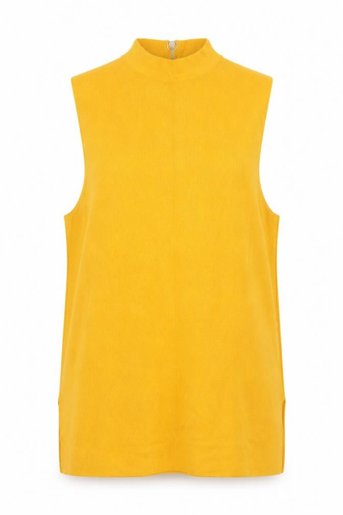 Front view of ASOS women’s yellow jumper, size UK 8