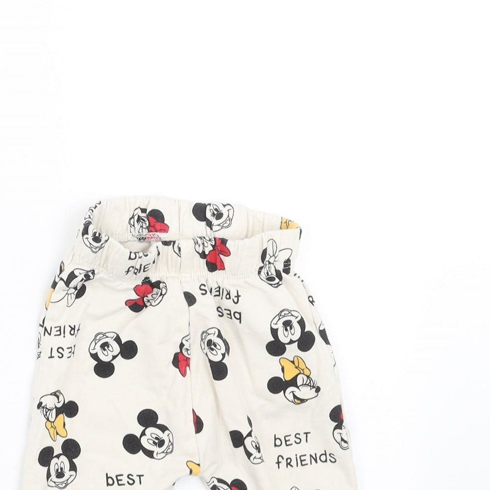 Close-up detail of LC Waikiki Baby Ivory Jogger Trousers, size 6-9, Months - Mickey and Minnie Mouse