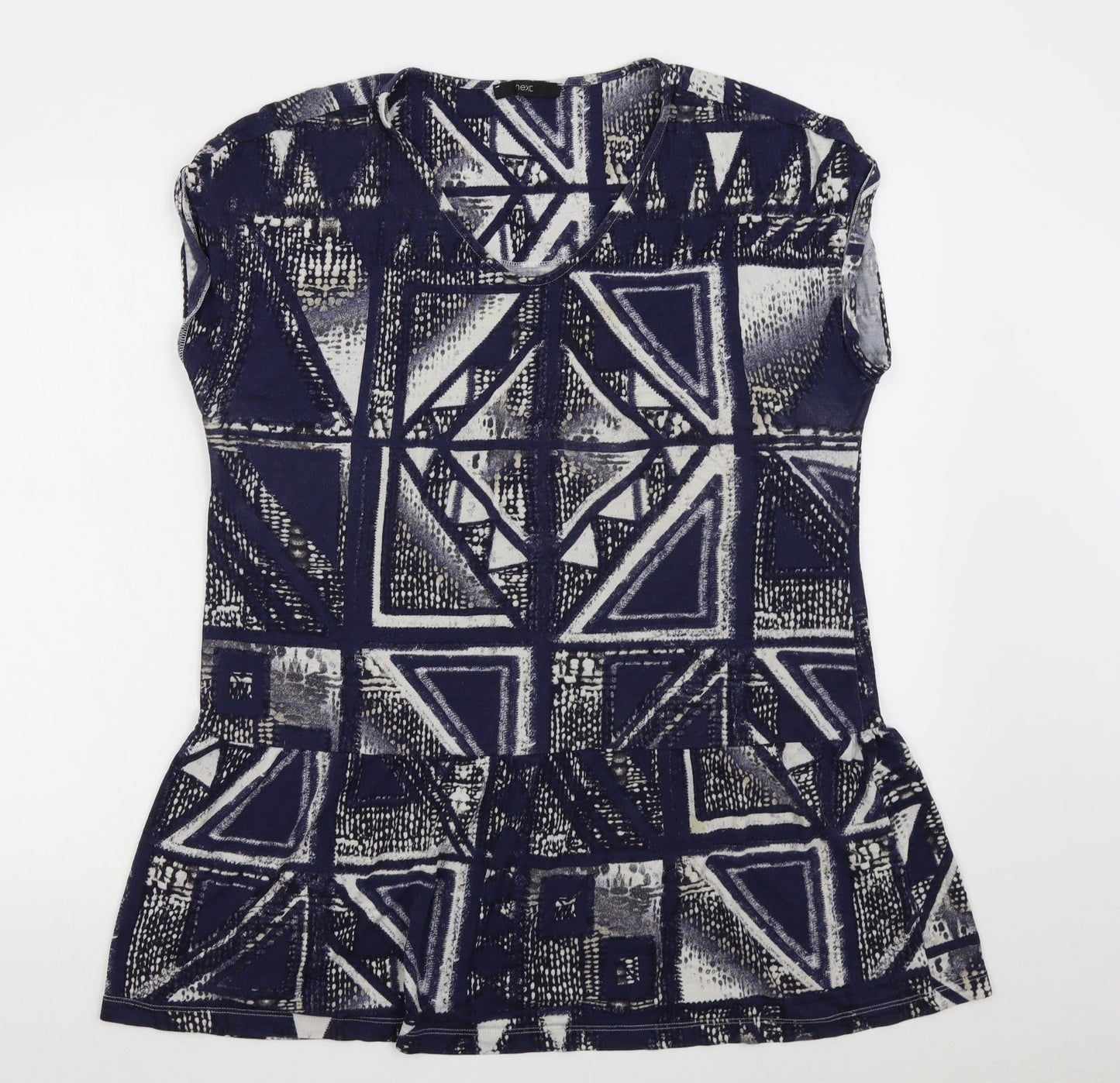 NEXT Womens Blue Geometric  Basic Blouse Size L