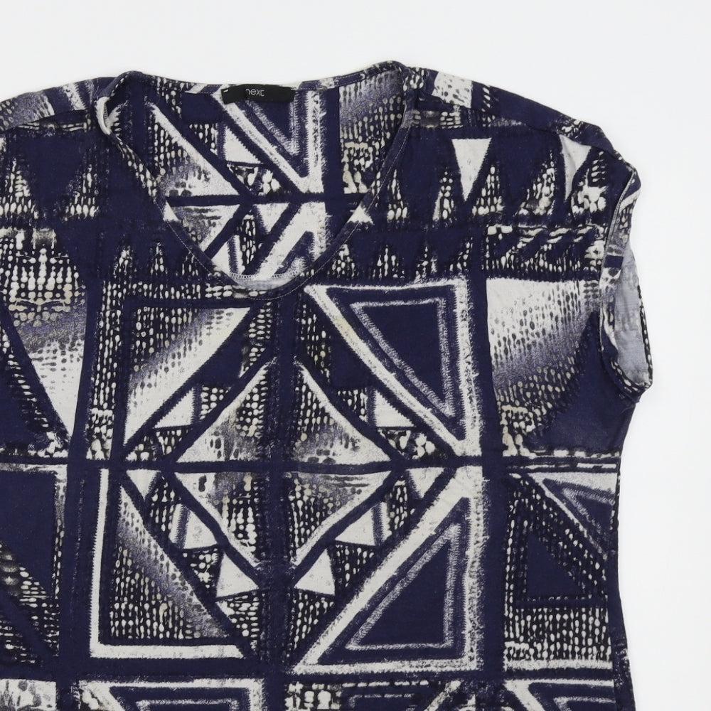 NEXT Womens Blue Geometric  Basic Blouse Size L