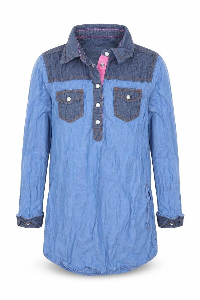 H&M Girls Blue  Denim Tunic Blouse Size 5 Years