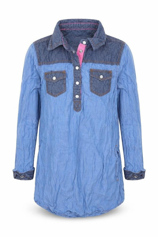 H&M Girls Blue  Denim Tunic Blouse Size 5 Years