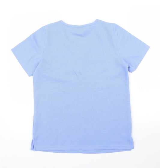 BM Womens Blue Floral  Basic T-Shirt Size XS
