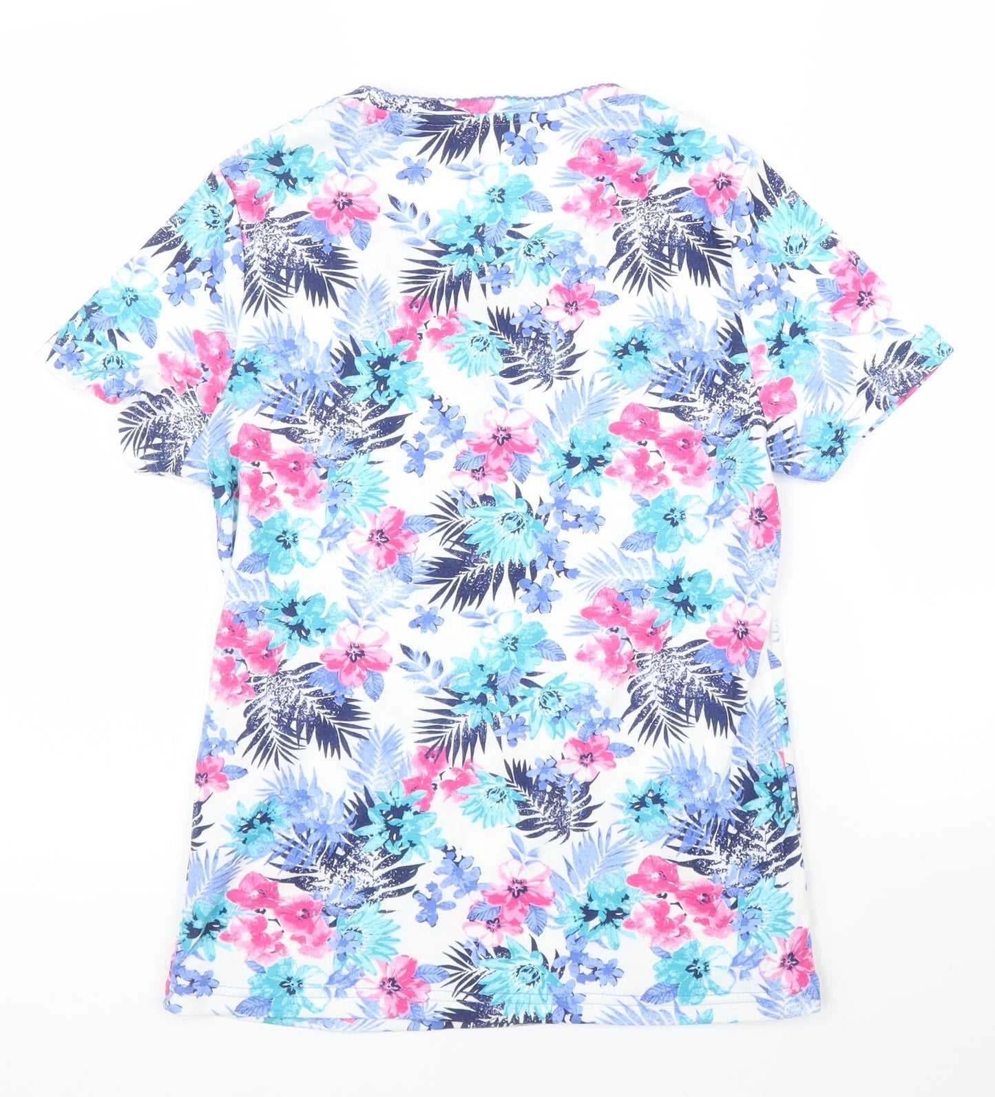 Preworn Womens Blue Floral  Basic T-Shirt Size S