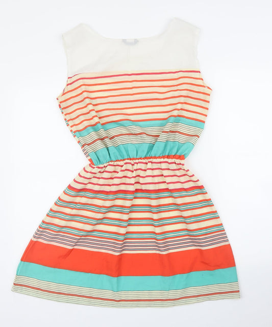 Preworn Womens Orange Striped  A-Line  Size M