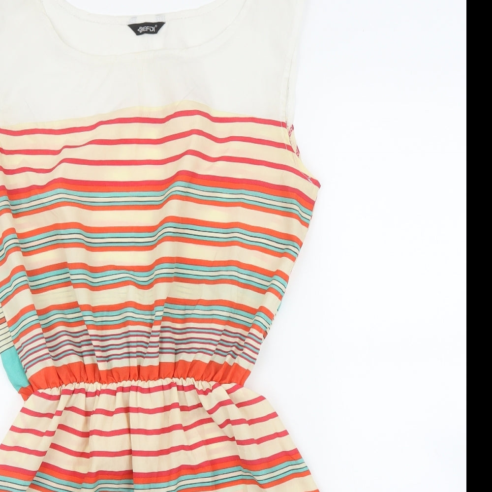 Preworn Womens Orange Striped  A-Line  Size M