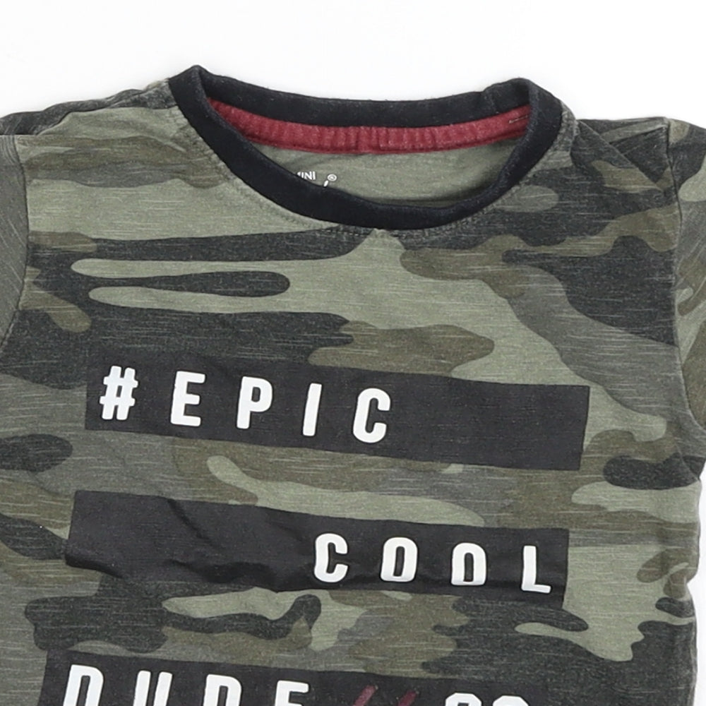 Mini Rebel Baby Green Camouflage  Basic T-Shirt Size 12-18 Months  - #Epic Cool Dude