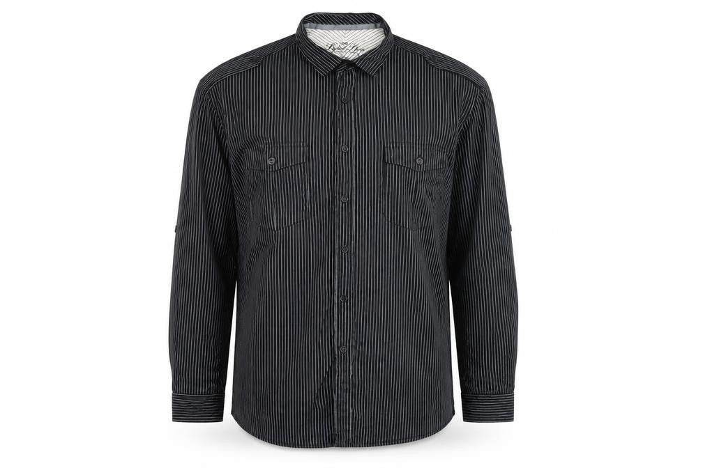 NEXT Mens Black Striped   Button-Up Size L