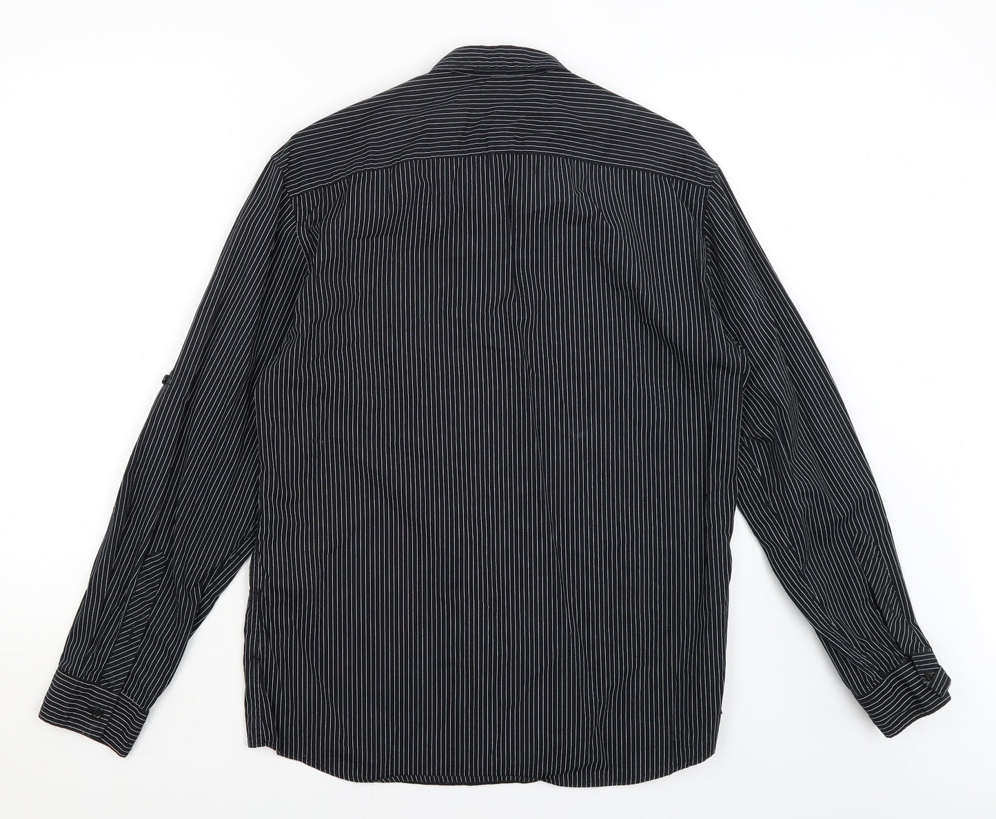 NEXT Mens Black Striped   Button-Up Size L