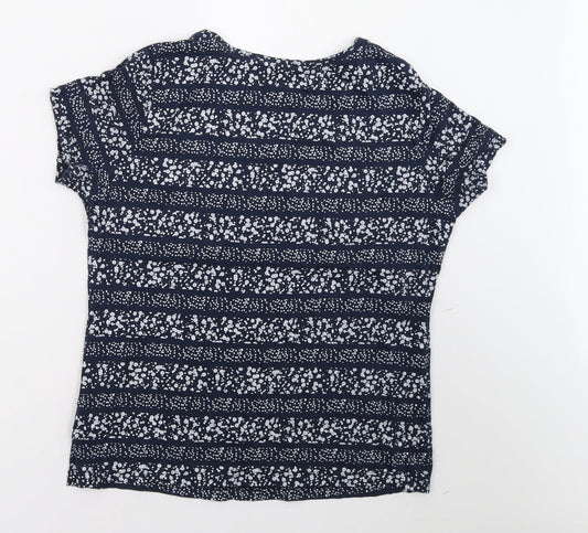 John Baner Womens Blue Geometric  Basic T-Shirt Size M