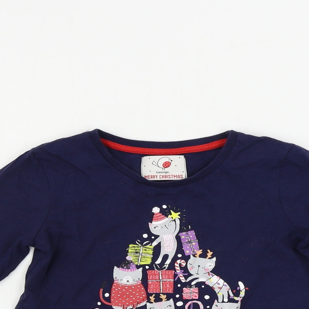 George  Girls Blue   Basic T-Shirt Size 4-5 Years