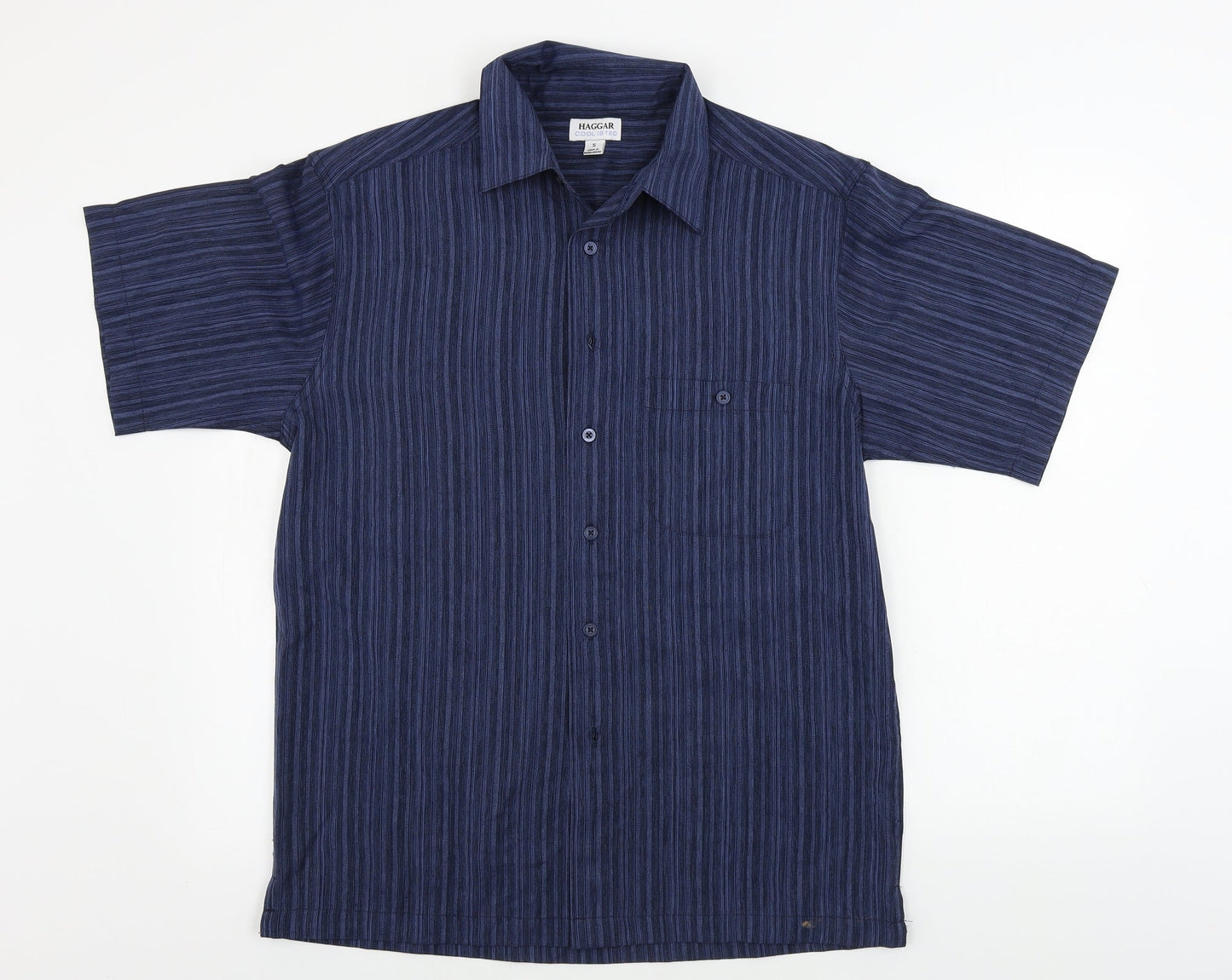 Haggar Mens Blue Striped   Button-Up Size S