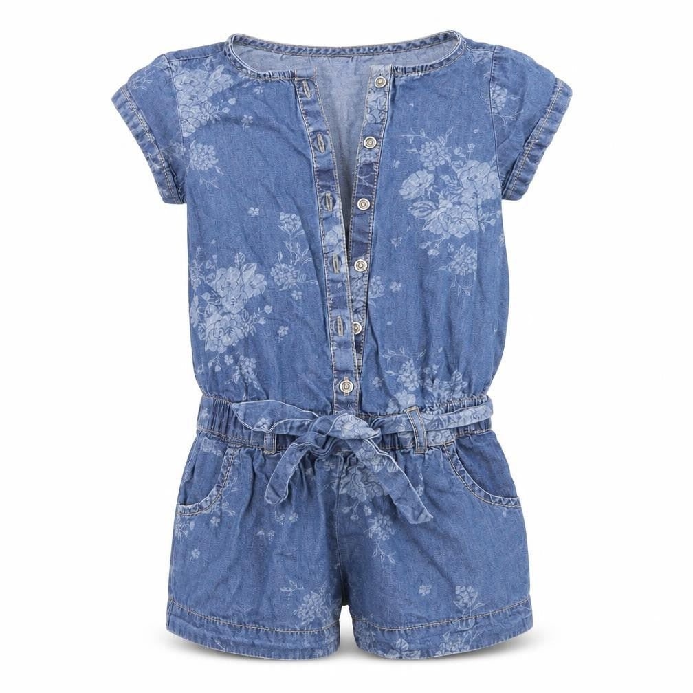 Benetton Jeans Girls Blue  Denim Playsuit One-Piece Size XS