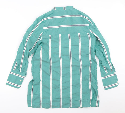 Marks and Spencer Womens Green Striped  Basic Button-Up Size 8