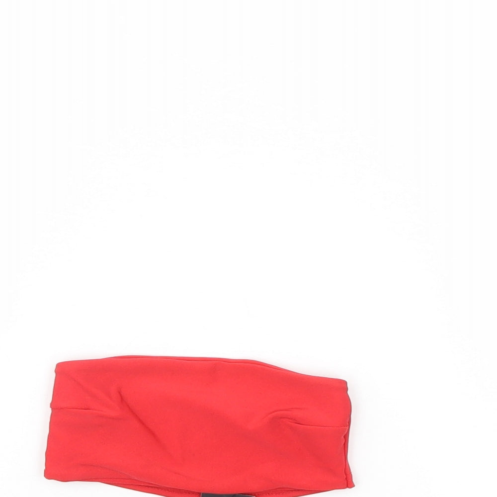 Close-up detail of I SAW IT FIRST women’s red cropped tank, size UK 4, - bikini top