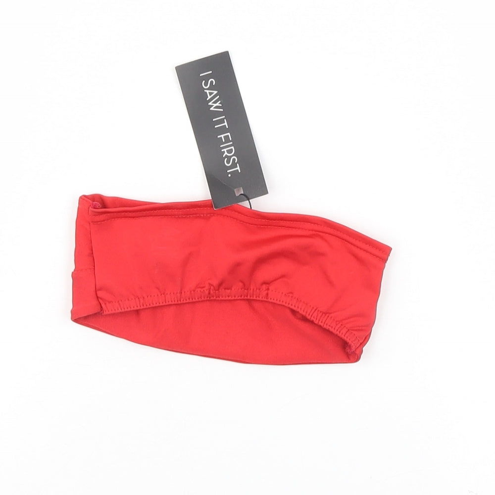 Brand and care label for I SAW IT FIRST women’s red cropped tank, size UK 4, - bikini top