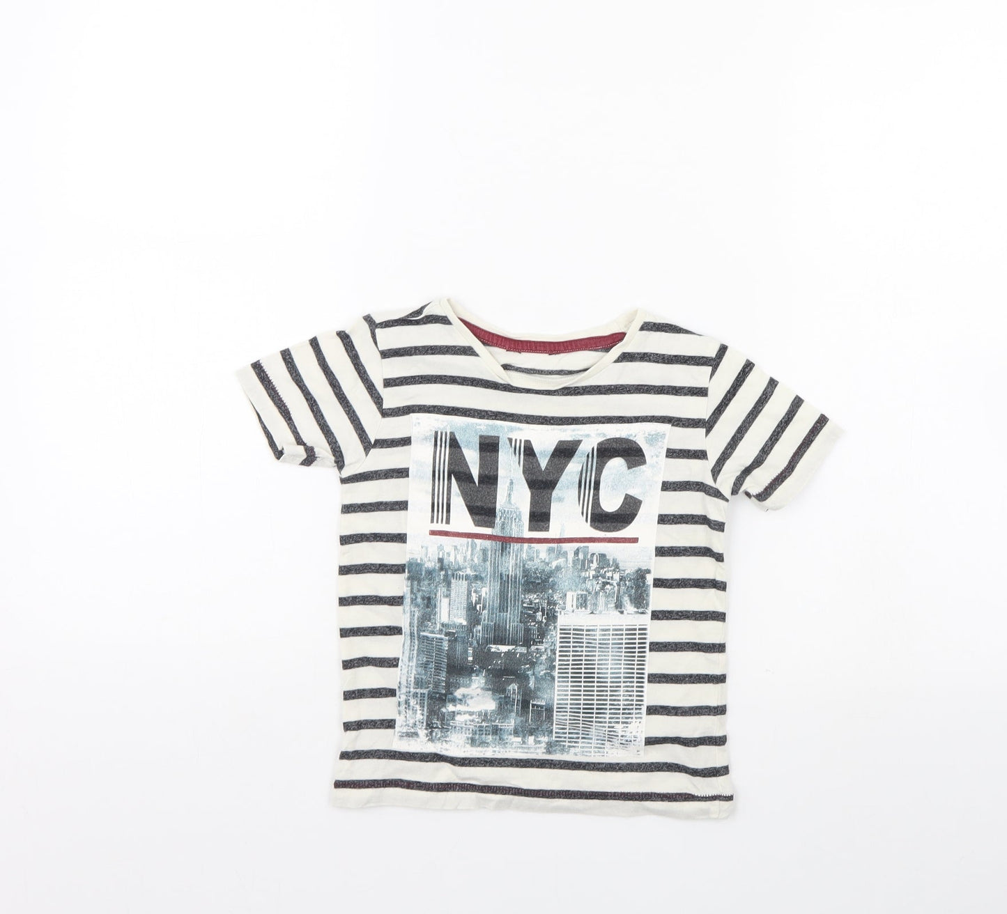 George Boys Ivory Striped  Basic T-Shirt Size 3 Years  - NYC