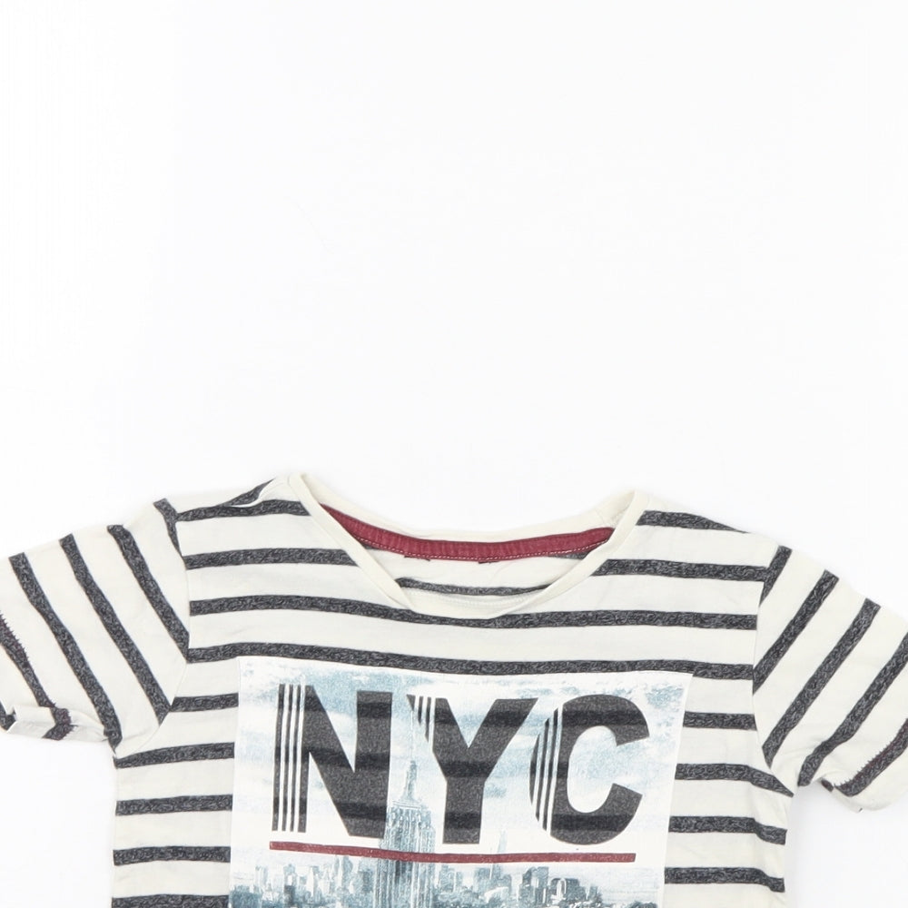 George Boys Ivory Striped  Basic T-Shirt Size 3 Years  - NYC