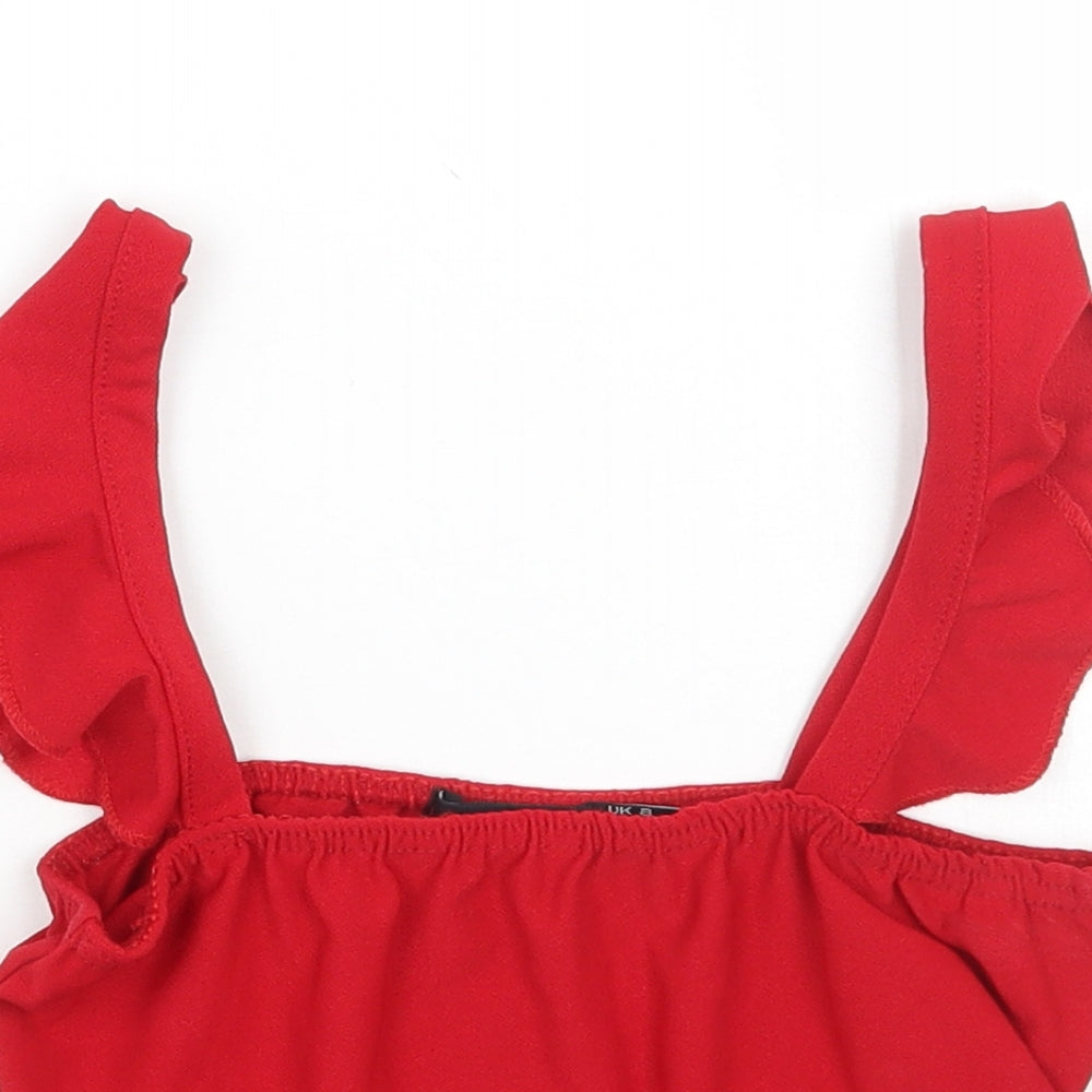 PRETTYLITTLETHING Womens Red   Cropped Tank Size 8