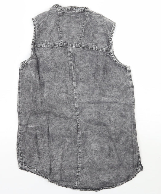 Denim co Womens Grey   Basic Button-Up Size 8