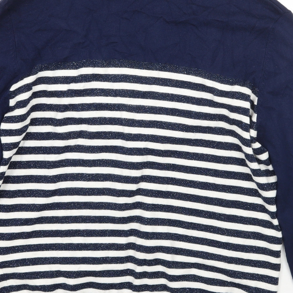 M&Co Womens Blue Striped  Cardigan Jumper Size M